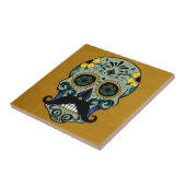 Retro Mustache Dag van de dode suikerschedel Tegeltje (Zijkant)