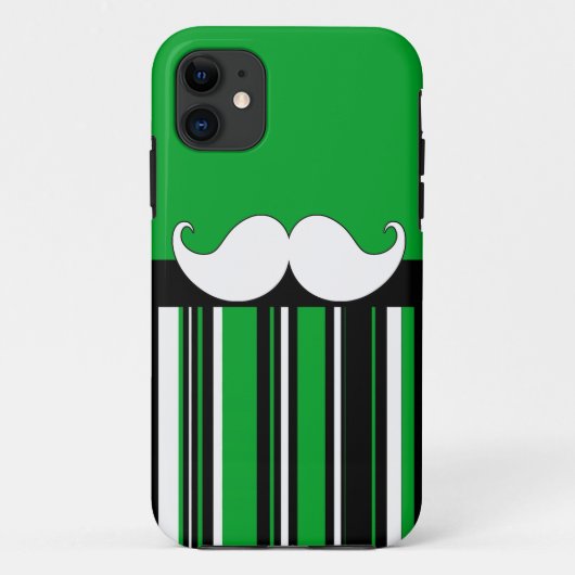 Retro Mustache Mustache Mustache met groene strepe Case-Mate iPhone Case (Achterkant)