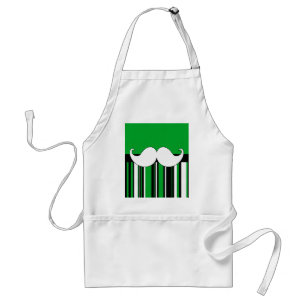Retro Mustache Mustache Mustache met groene strepe Standaard Schort