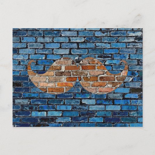 Retro Mustache Mustache Stache op Brick Wall Briefkaart (Voorkant)