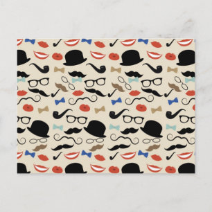 Retro Mustache Mustache Stache Pattern Briefkaart