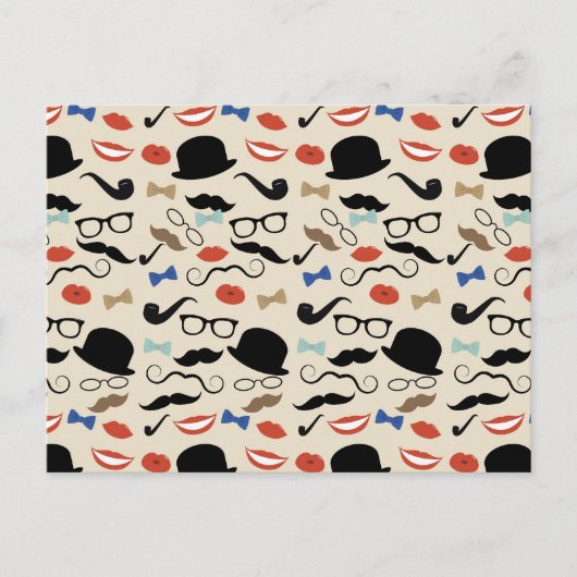 Retro Mustache Mustache Stache Pattern Briefkaart (Voorkant)