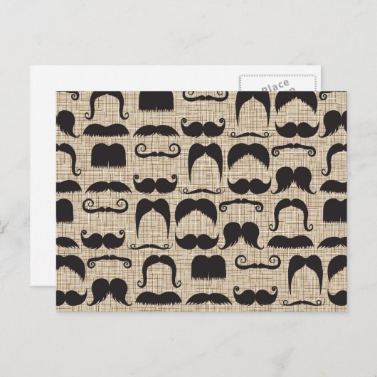 Retro Mustache Mustache Stache Pattern Briefkaart (Voorkant / Achterkant)