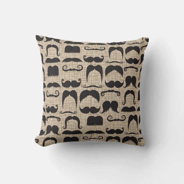 Retro Mustache Mustache Stache Pattern Kussen (Voorkant)