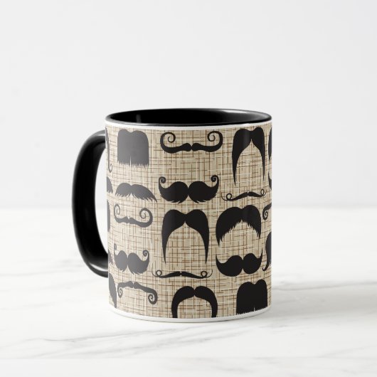 Retro Mustache Mustache Stache Pattern Mok (Voorkant links)
