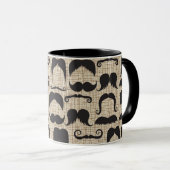 Retro Mustache Mustache Stache Pattern Mok (Voorkant rechts)