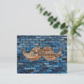 Retro Mustache op Brick Wall Briefkaart (Staand voorkant)
