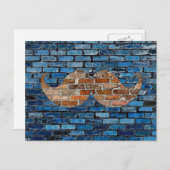 Retro Mustache op Brick Wall Briefkaart (Voorkant / Achterkant)