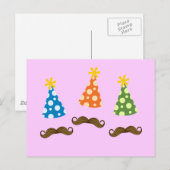 Retro Mustache Party Briefkaart (Voorkant / Achterkant)