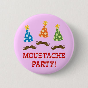 Retro Mustache Party Ronde Button 5,7 Cm