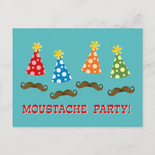 Retro Mustache Party Uitnodiging Briefkaart