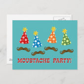 Retro Mustache Party Uitnodiging Briefkaart (Voorkant / Achterkant)
