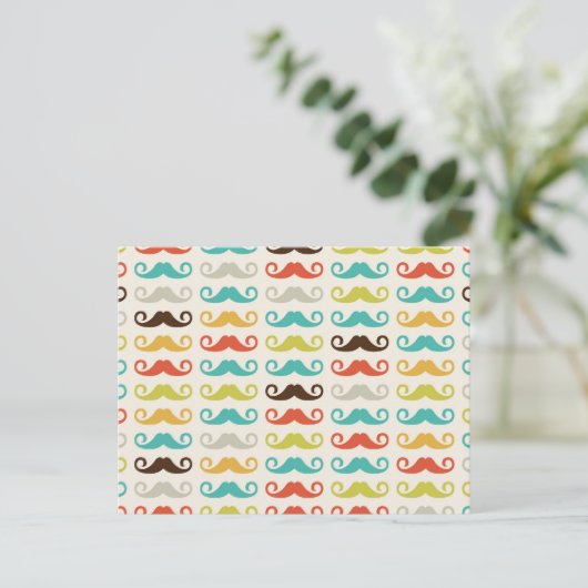 Retro Mustache Pattern Briefkaart (Staand voorkant)