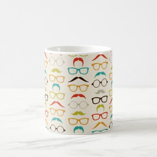Retro Mustache Pattern Koffiemok (Center)