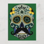 Retro Mustache Sugar Skull Briefkaart (Voorkant)