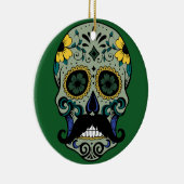 Retro Mustache Sugar Skull Keramisch Ornament (Rechts)