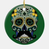 Retro Mustache Sugar Skull Keramisch Ornament (Achterkant)