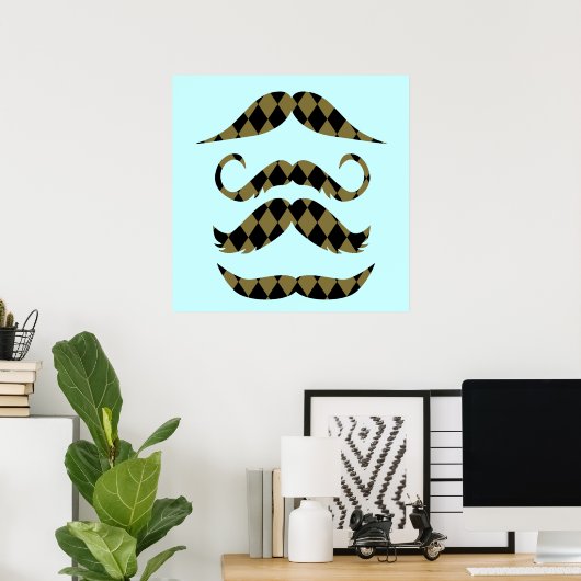 Retro Mustaches Poster (Thuiskantoor)