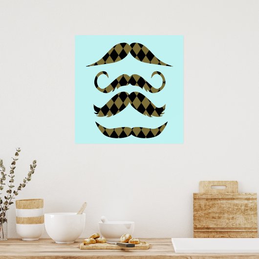 Retro Mustaches Poster (Keuken)