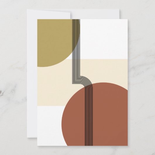 Retro Mustard Beige Terracotta Abstracte bruiloft Kaart (Achterkant)