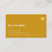 Retro Mustard Yellow Muted Earthy Minimalist Visitekaartje (Achterkant)