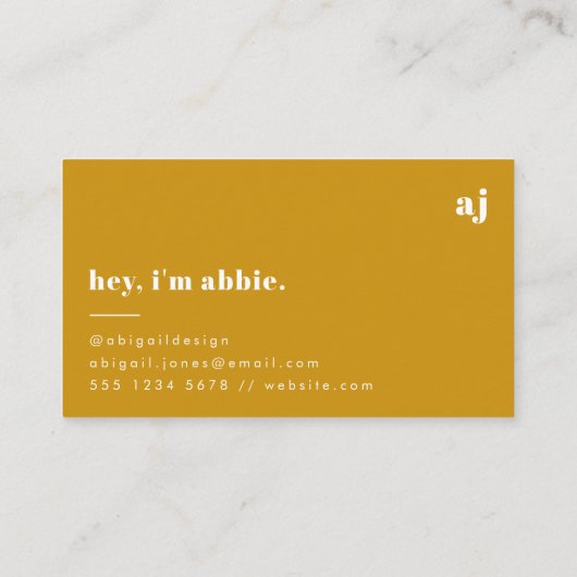 Retro Mustard Yellow Muted Earthy Minimalist Visitekaartje (Achterkant)