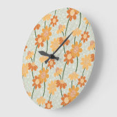 retro muted 1970s bloemen grote klok (Hoek)