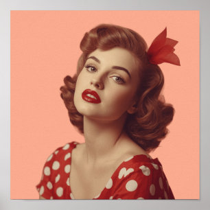 Retro Muur Kunst Poster van Pin-Up Meisje uit de J