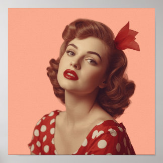 Retro Muur Kunst Poster van Pin-Up Meisje uit de J