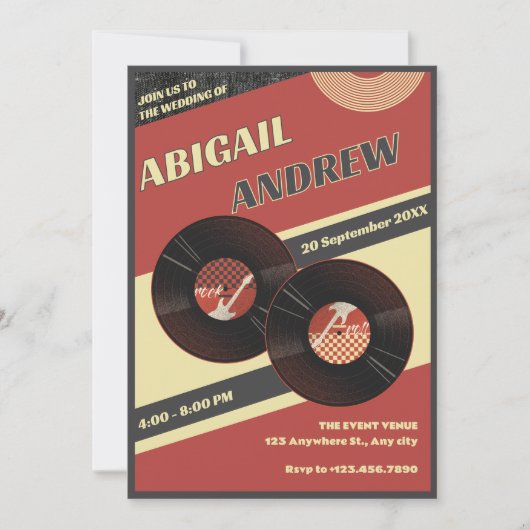 Retro muziek bruiloft kaart (Voorkant)