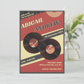 Retro muziek bruiloft kaart (Staand voorkant)