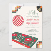 Retro muziek bruiloft save the date (Voorkant)
