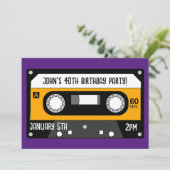 RETRO MUZIEK CASSETTE VERJAARDAG CUSTOM Uitnodigin Kaart (Staand voorkant)