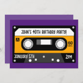 RETRO MUZIEK CASSETTE VERJAARDAG CUSTOM Uitnodigin Kaart (Voorkant / Achterkant)