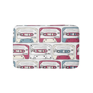 Retro muziek cassettes: Rock achtergrond patroon Badmat