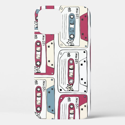 Retro muziek cassettes: Rock achtergrond patroon Case-Mate iPhone Case (Achterkant)