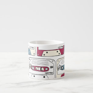 Retro muziek cassettes: Rock achtergrond patroon Espresso Kop