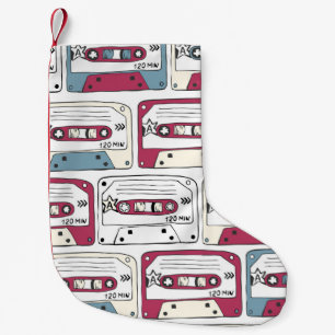 Retro muziek cassettes: Rock achtergrond patroon Kleine Kerstsok