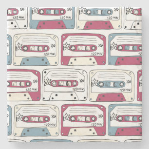Retro muziek cassettes: Rock achtergrond patroon Stenen Onderzetter
