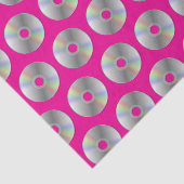Retro Muziek CD's Patroon Hot Pink Tissue Paper Tissuepapier (Detail)
