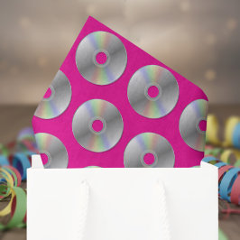 Retro Muziek CD's Patroon Hot Pink Tissue Paper Tissuepapier