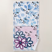 Retro muziek en bloemen strandlaken (Voorkant)