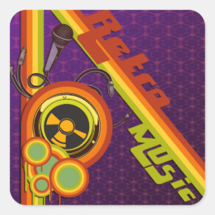 retro muziek funky vector kunst vierkante sticker