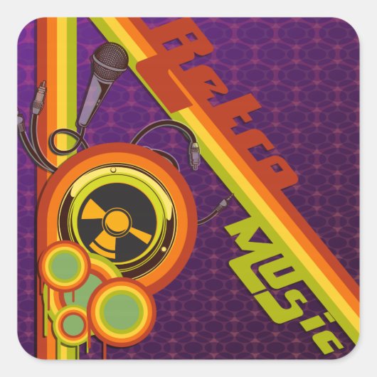 retro muziek funky vectorkunst vierkante sticker (Voorkant)