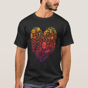 Retro Muziek Hart Musicus Componisten Muziekleraar T-shirt