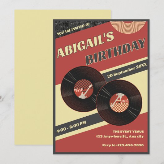 Retro muziek  kaart (Voorkant / Achterkant)