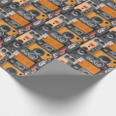 Retro Muziek Luidspreker Muurontwerp Cadeaupapier (Hoek)