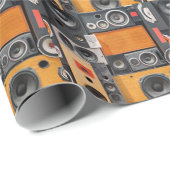 Retro Muziek Luidspreker Muurontwerp Cadeaupapier (Rol Hoek)