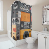 Retro Muziek Luidspreker Muurontwerp Douchegordijn (In situ)