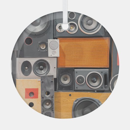 Retro Muziek Luidspreker Muurontwerp Glas Ornament (Voorkant)
